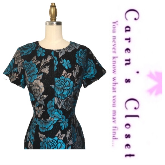 ASOS Metalic Floral Brocade Sheath Dress - Picture 8 of 8